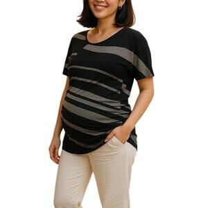 Jessica Simpson Maternity Asymmetrical Striped T-Shirt Blouse size Medium